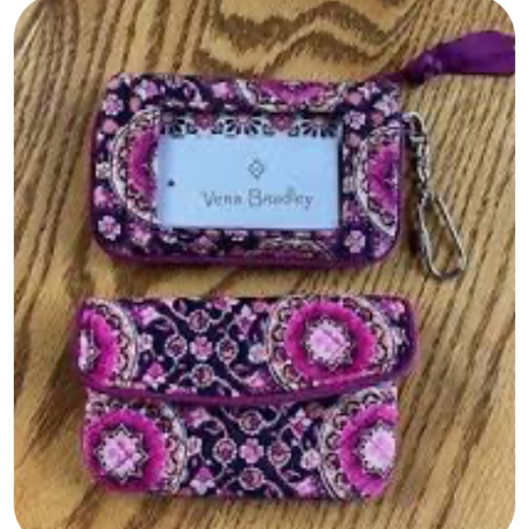 Vera Bradley Pink And Purple Key & Card Holder